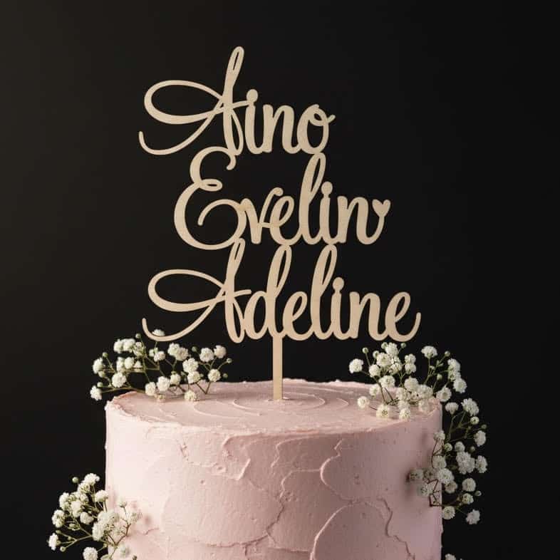 Kakkukoriste omalla tekstillä, 1-4 riviä